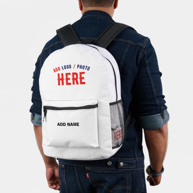 STYLISH MODERN CUSTOMIZABLE WHITE VERIFIED BRANDED PRINTED BACKPACK (Insitu (Model))