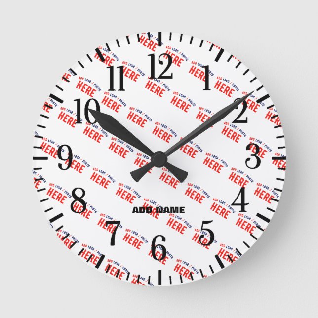 STYLISH MODERN CUSTOMIZABLE WHITE VERIFIED BRANDED ROUND CLOCK (Front)