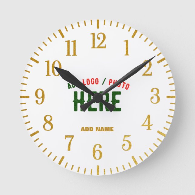 STYLISH MODERN CUSTOMIZABLE WHITE VERIFIED BRANDED ROUND CLOCK (Front)