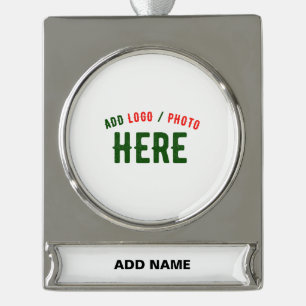 STYLISH MODERN CUSTOMIZABLE WHITE VERIFIED BRANDED SILVER PLATED BANNER ORNAMENT