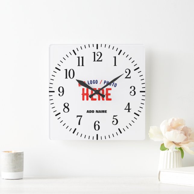 STYLISH MODERN CUSTOMIZABLE WHITE VERIFIED BRANDED SQUARE WALL CLOCK (Home)