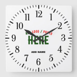 STYLISH MODERN CUSTOMIZABLE WHITE VERIFIED BRANDED SQUARE WALL CLOCK