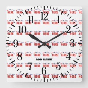 STYLISH MODERN CUSTOMIZABLE WHITE VERIFIED BRANDED SQUARE WALL CLOCK