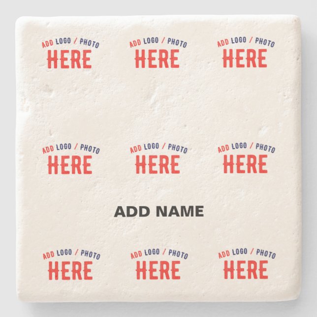 STYLISH MODERN CUSTOMIZABLE WHITE VERIFIED BRANDED STONE COASTER (Front)
