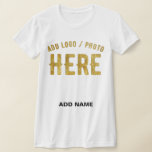 STYLISH MODERN CUSTOMIZABLE WHITE VERIFIED BRANDED T-Shirt<br><div class="desc">THIS IS A DESIGN FITTING FOR EVERYONE.YOU CAN CHANGE, RESIZE OR ADD LOGO, PHOTO, TEXT AND COLOURS THE WAY YOU LIKE.THANK YOU.</div>