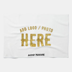 STYLISH MODERN CUSTOMIZABLE WHITE VERIFIED BRANDED TEA TOWEL