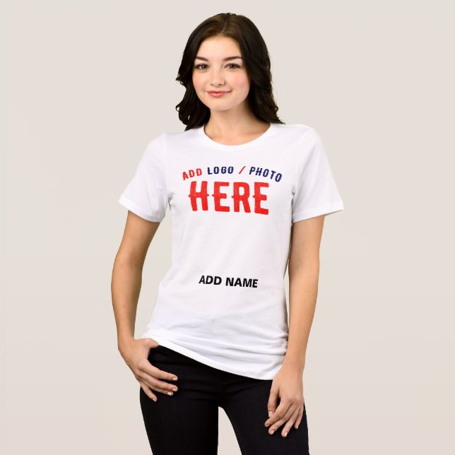 STYLISH MODERN CUSTOMIZABLE WHITE VERIFIED BRANDED Tri-Blend SHIRT (Front Full)
