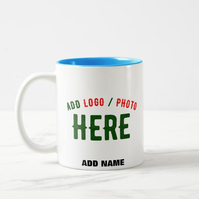 STYLISH MODERN CUSTOMIZABLE WHITE VERIFIED BRANDED Two-Tone COFFEE MUG (Left)