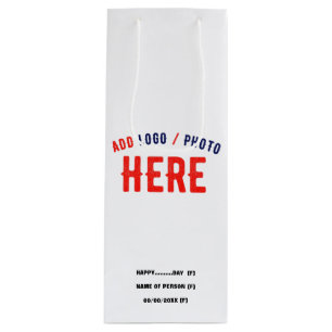 STYLISH MODERN CUSTOMIZABLE WHITE VERIFIED BRANDED WINE GIFT BAG