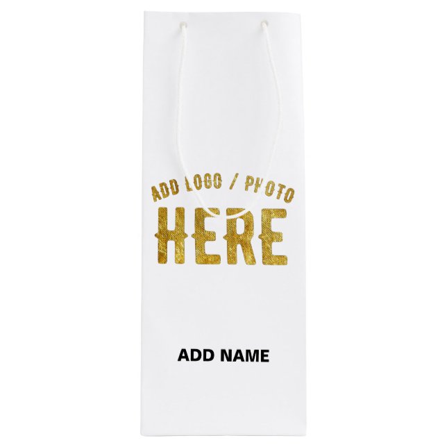 STYLISH MODERN CUSTOMIZABLE WHITE VERIFIED BRANDED WINE GIFT BAG (Front)