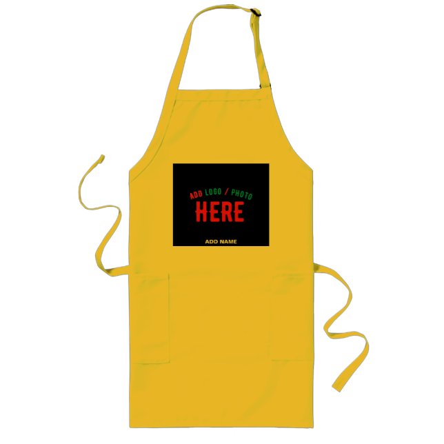 STYLISH MODERN CUSTOMIZABLE YELLOW VERIFIED BRAND LONG APRON (Front)