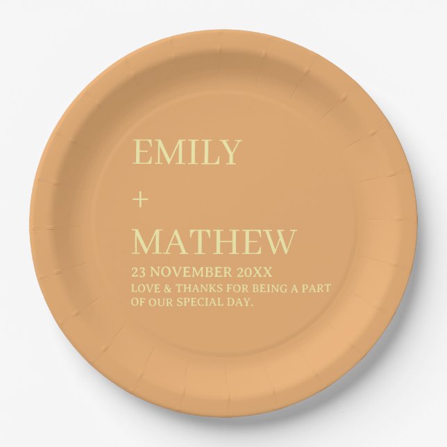 STYLISH MODERN CUSTOMIZED ELEGANT CLASSIC WEDDING  PAPER PLATE (Front)