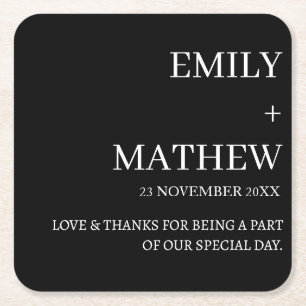 STYLISH MODERN CUSTOMIZED ELEGANT CLASSIC WEDDING  SQUARE PAPER COASTER
