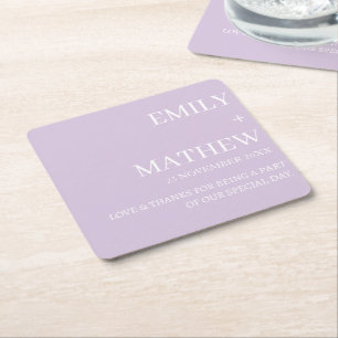 STYLISH MODERN CUSTOMIZED ELEGANT CLASSIC WEDDING  SQUARE PAPER COASTER