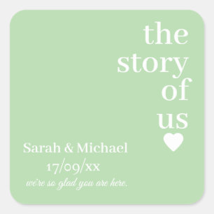 STYLISH MODERN CUSTOMIZED NAME CLASSIC WEDDING SQUARE STICKER