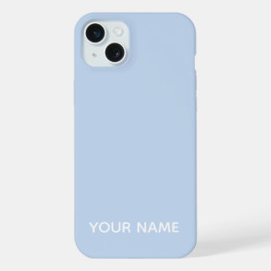 STYLISH MODERN CUSTOMIZED NAME PALE BLUE COLOUR iPhone 15 PLUS CASE