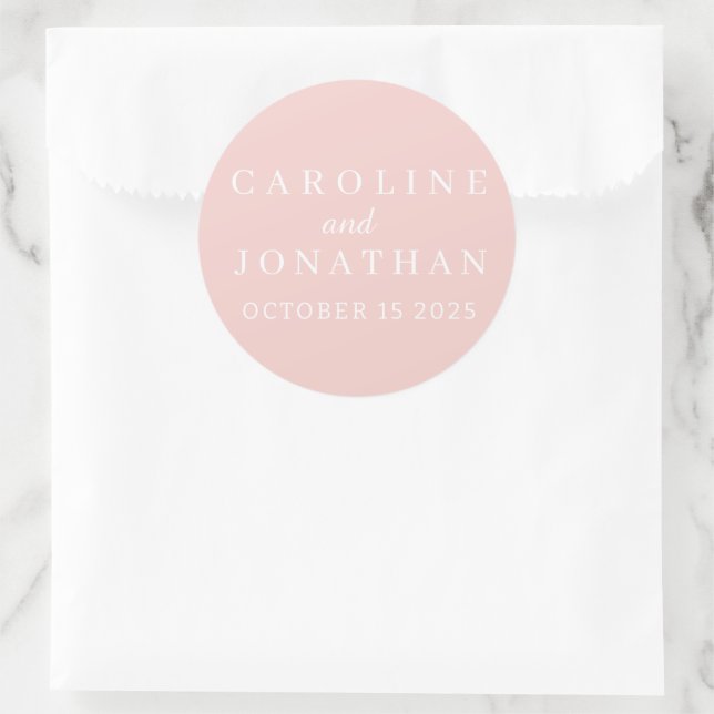 STYLISH MODERN CUSTOMIZED NAME WEDDING CLASSIC ROUND STICKER (Bag)