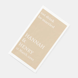 STYLISH MODERN CUSTOMIZED SCRIPT KHAKI WEDDING NAPKIN