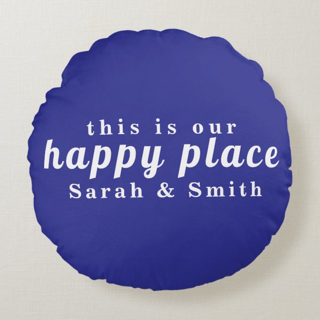 STYLISH MODERN CUSTOMIZED WEDDING COUPLE NAME  ROUND CUSHION (Front)