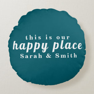 STYLISH MODERN CUSTOMIZED WEDDING COUPLE NAME ROUND CUSHION
