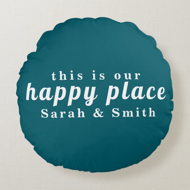 STYLISH MODERN CUSTOMIZED WEDDING COUPLE NAME  ROUND CUSHION (Front)