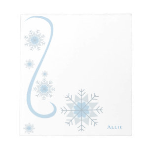 Stylish Modern Cute Unique Snowflakes Winter Notepad