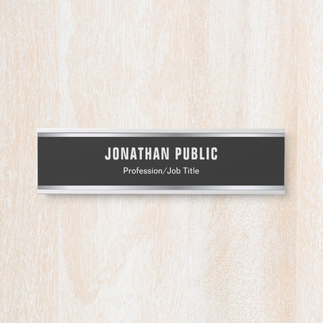 Stylish Modern Design Black And Silver Glamour Door Sign (Front)