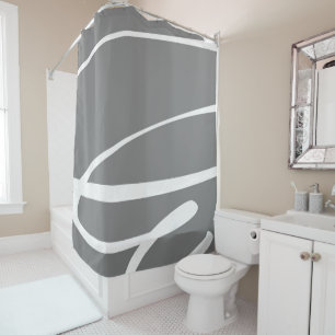 Stylish Modern Design Gray White Shower Curtain