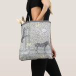Stylish Modern Eclectic Chic Antique White Grey Tote Bag<br><div class="desc">Stylish and modern tote bag features a chic bohemian eclectic design with zebras,  butterflies,  leopard print and floral outline in antique white and grey and an elegant black and white check pattern border. Exclusively designed for you by Happy Dolphin Studio.</div>