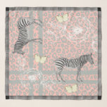Stylish Modern Eclectic Chic Pastel Pink Grey Scarf<br><div class="desc">Stylish and modern chiffon scarf features a chic bohemian eclectic design with zebras,  butterflies,  leopard print and floral outline in pastel pink and grey and an elegant black and white check pattern border. Exclusively designed for you by Happy Dolphin Studio.</div>
