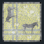 Stylish Modern Eclectic Chic Pastel Yellow Bandana<br><div class="desc">Stylish and modern chiffon bandanna features a chic bohemian eclectic design with zebras,  butterflies,  leopard print and floral outline in pastel yellow and grey and an elegant black and white check pattern border. Exclusively designed for you by Happy Dolphin Studio.</div>