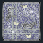 Stylish Modern Eclectic Dark Blue Grey Bandana<br><div class="desc">Stylish and modern chiffon bandanna features a chic bohemian eclectic design with zebras,  butterflies,  leopard print and floral outline in dark blue and grey and an elegant black and white check pattern border. Exclusively designed for you by Happy Dolphin Studio.</div>