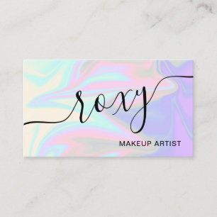 Stylish modern elegant chick holographic makeup business card