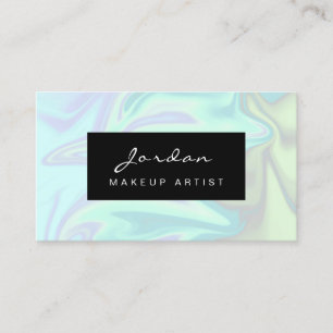 Stylish modern elegant chick holographic makeup business card