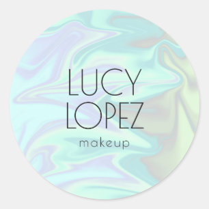 Stylish modern elegant chick holographic makeup classic round sticker