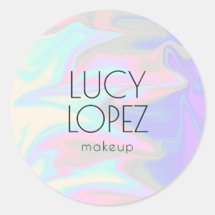 Stylish modern elegant chick holographic makeup classic round sticker
