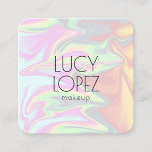 Stylish modern elegant chick holographic makeup square business card