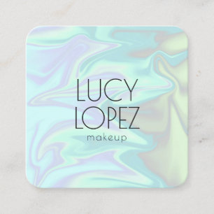 Stylish modern elegant chick holographic makeup square business card