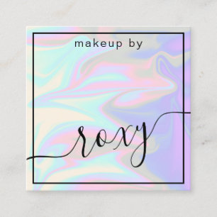 Stylish modern elegant chick holographic makeup square business card