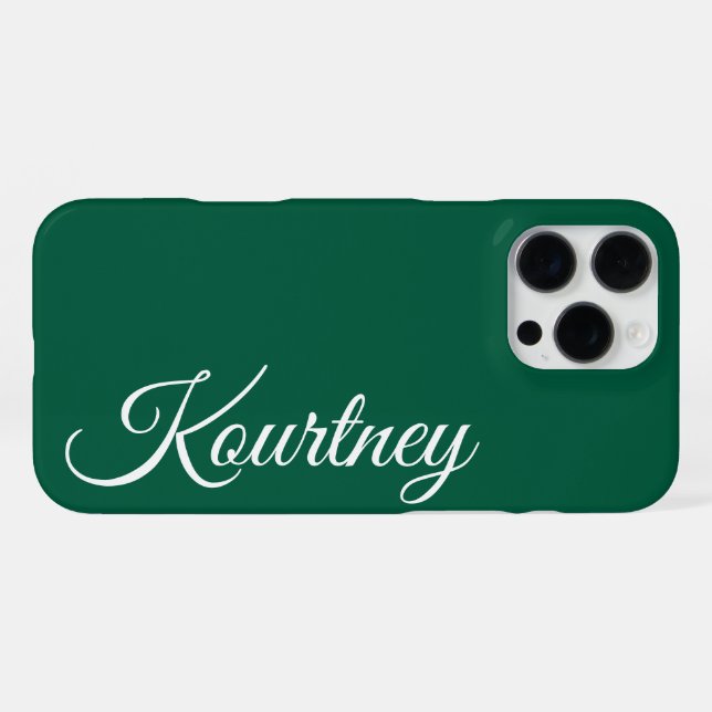 STYLISH MODERN ELEGANT CLASSIC CUSTOM DARK GREEN iPhone CASE (Back Horizontal)