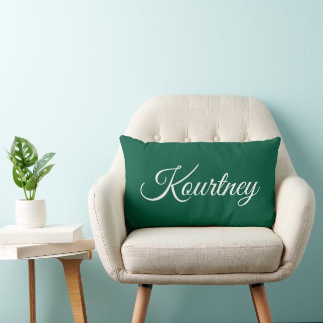 STYLISH MODERN ELEGANT CLASSIC CUSTOM DARK GREEN LUMBAR CUSHION (Chair)