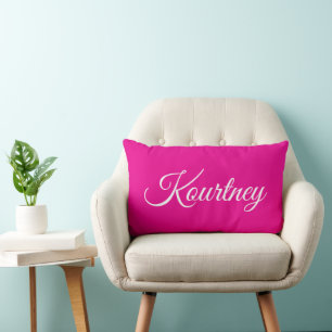STYLISH MODERN ELEGANT CLASSIC CUSTOM HOT PINK LUMBAR CUSHION