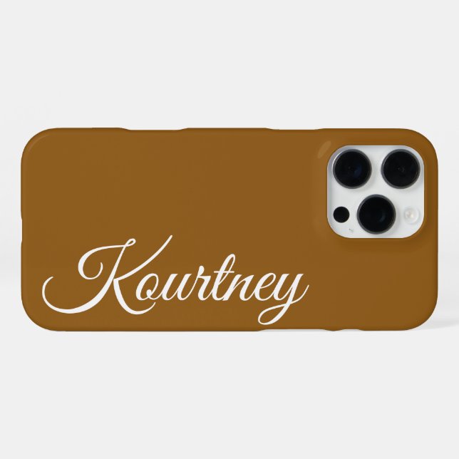 STYLISH MODERN ELEGANT CLASSIC CUSTOM NAME BROWN iPhone CASE (Back Horizontal)