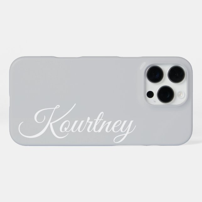 STYLISH MODERN ELEGANT CLASSIC CUSTOM NAME GREY iPhone CASE (Back Horizontal)