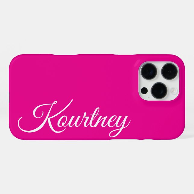 STYLISH MODERN ELEGANT CLASSIC CUSTOM NAME PINK iPhone CASE (Back Horizontal)