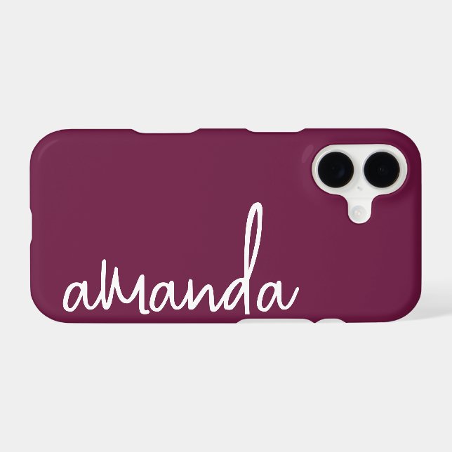 STYLISH MODERN ELEGANT CUSTOMIZED NAME DARK WINE iPhone CASE (Back Horizontal)