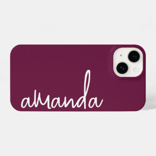 STYLISH MODERN ELEGANT CUSTOMIZED NAME DARK WINE iPhone 14 CASE