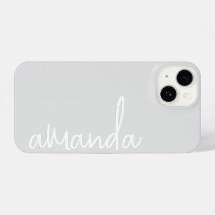 STYLISH MODERN ELEGANT CUSTOMIZED NAME LIGHT GREY iPhone 14 CASE
