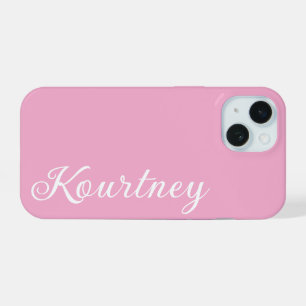 STYLISH MODERN ELEGANT CUSTOMIZED NAME LIGHT PINK iPhone 15 CASE