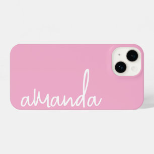 STYLISH MODERN ELEGANT CUSTOMIZED NAME LIGHT PINK iPhone 14 CASE